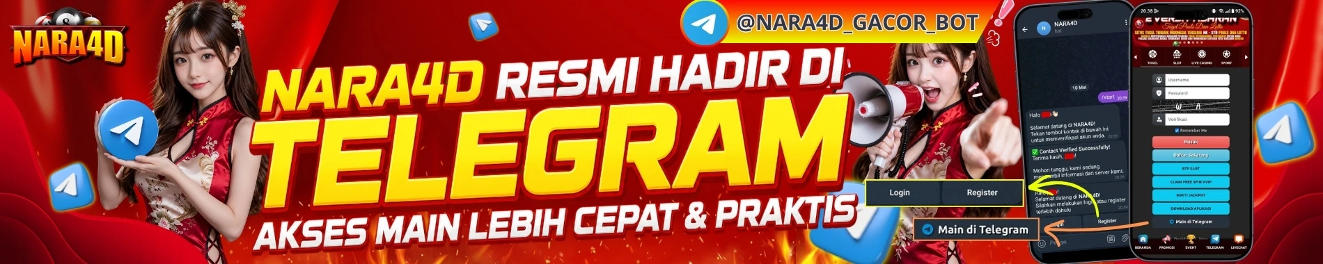 NARA4D Telegram resmi untuk akses login dan link alternatif slot online terpercaya